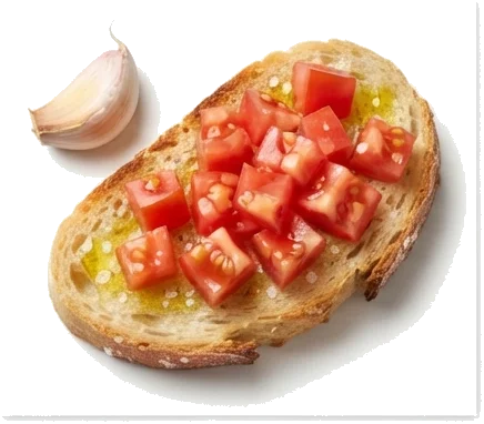 A estrutura clássica: alho, azeite de oliva e tomate fresco