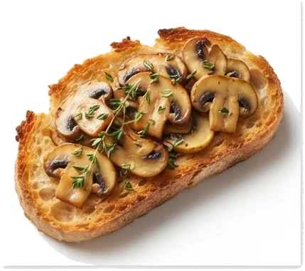 Bruschetta de cogumelos salteados com tomilho