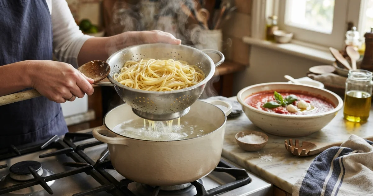 Erros comuns ao cozinhar macarrão e como evitar massa grudada ou sem sabor