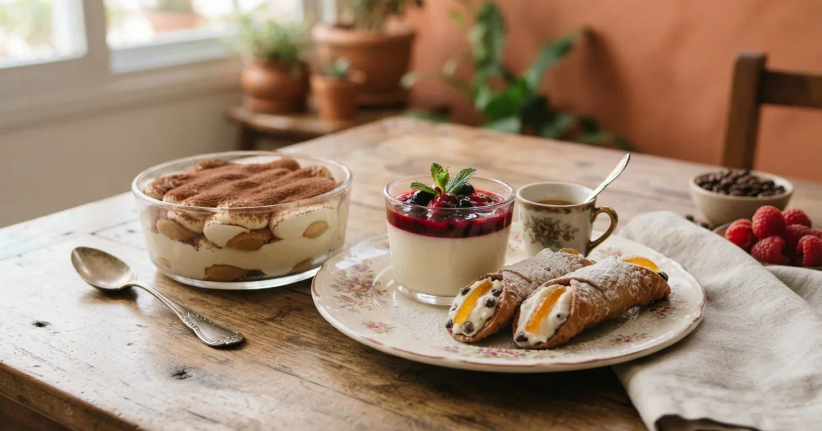 Sobremesas italianas: tiramisù, panna cotta, cannoli e doces para servir em casa